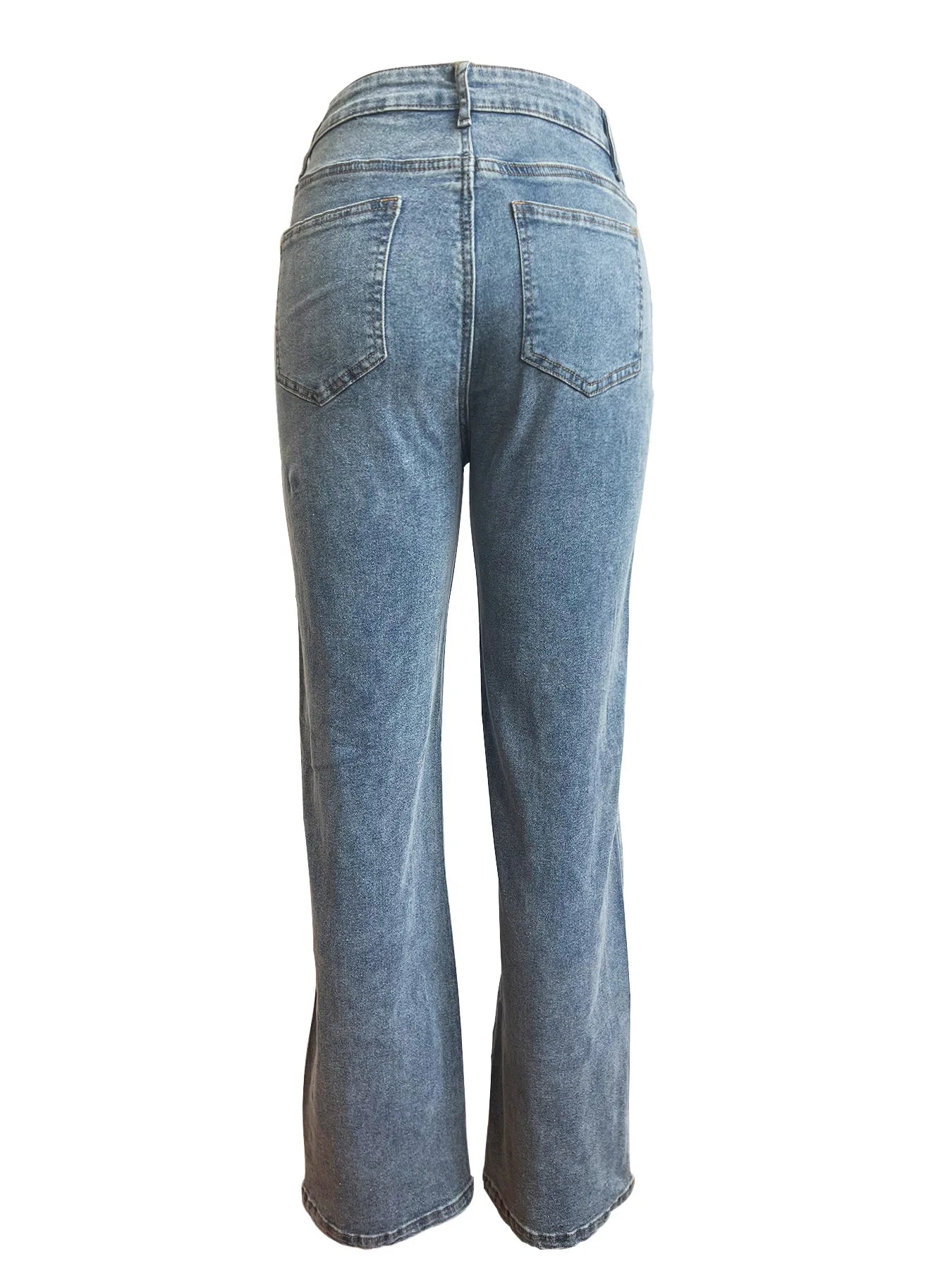 Vintage Cutout Hollow Out Criss Cross Straight Denim Pants High Waist Wide Leg Jeans Trousers