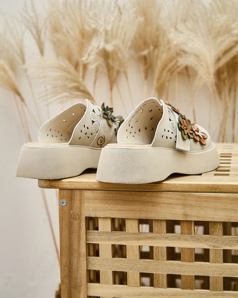 5cm Cow Genuine Leather Flats Comfy Shoes Platform Wedge Appliques Flower Hook Hollow Elthnic Women Slipper Mary Jane Rubber beige / 35 red / 40 red / 39 beige / 35-red / 40-red / 39-red / 38-red / 37-red / 36-red / 35-beige / 40-beige / 39-beige / 38-beige / 37-beige / 36-