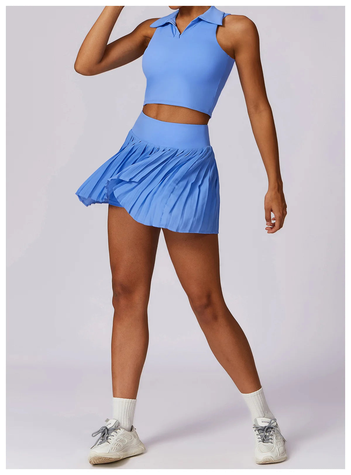 2 Pieces Sports Set for Women Yoga Suit Sportswear Fitness Top Sports Short Skirt Gym Push Up Workout