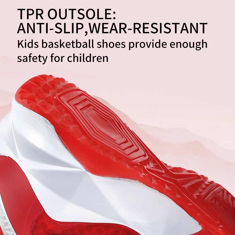 Kids Basketball Sneakers Durable Non-Slip Running Shoes
