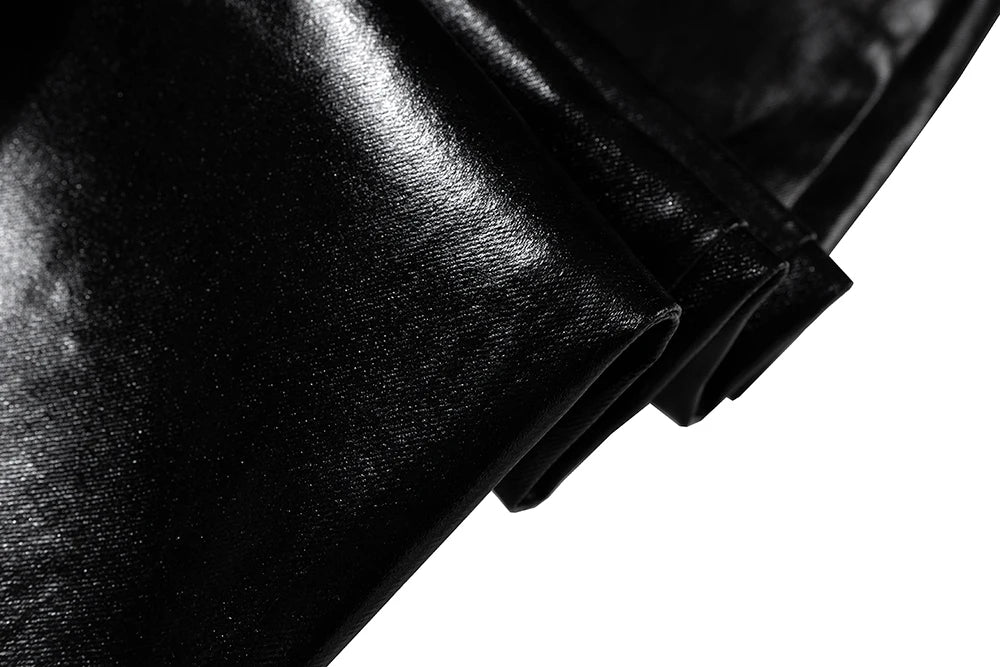High Street Wide Leg Glossy Leather Pants Sashes Boot Cut Men and Women Straight Baggy Casual Jeans Oversized Flared Trousers