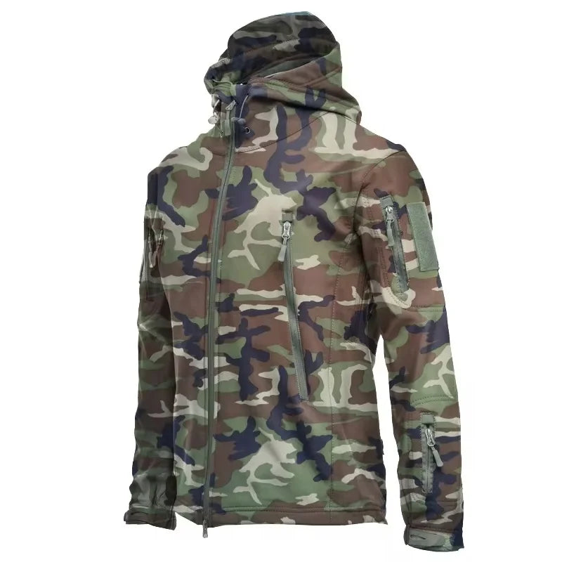 Military Shark Skin Soft Shell Jacket Mens Tactical Windproof Waterproof Army Hooded