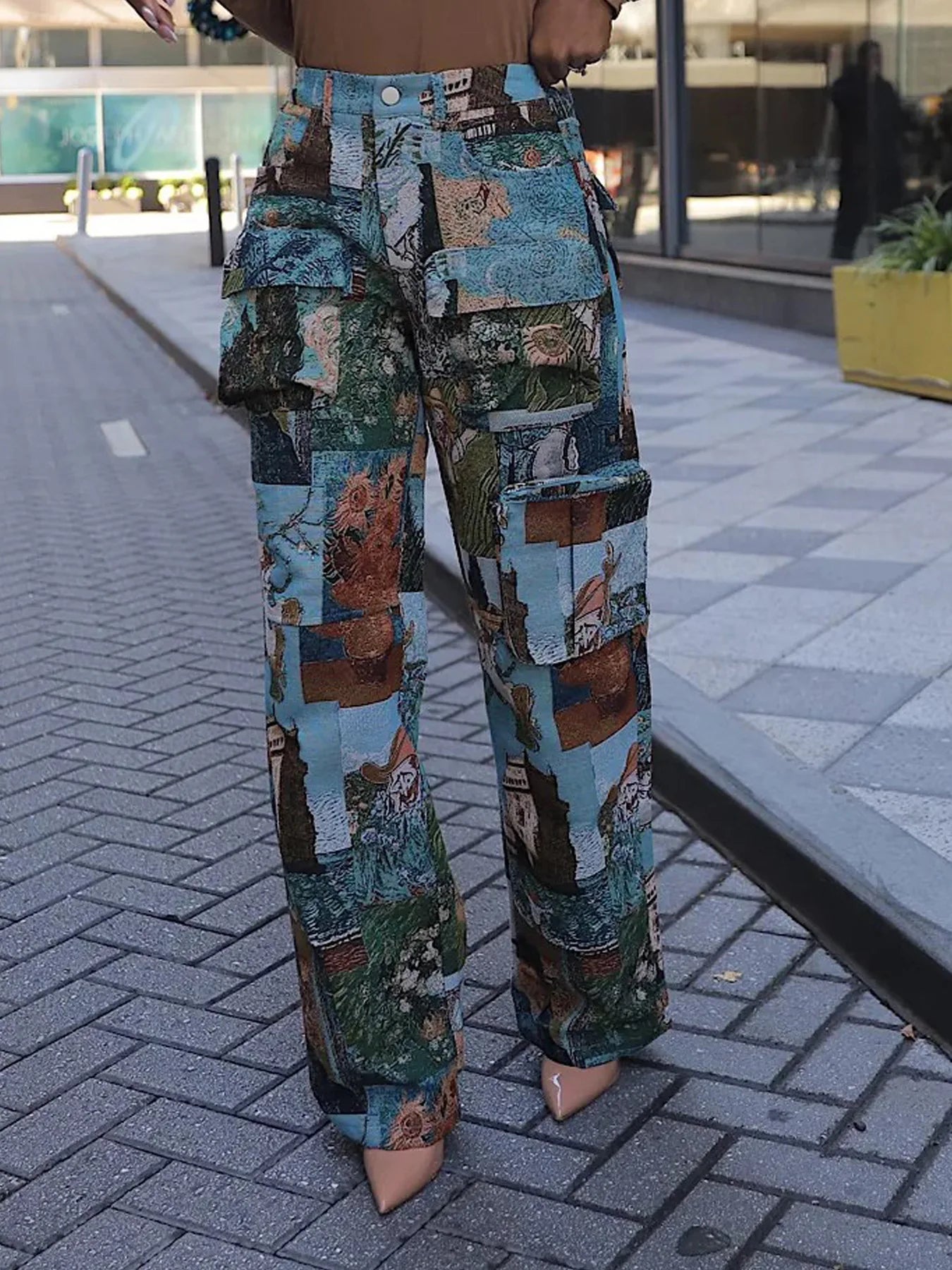 3D Print Wide Leg Cargo Active Hip Hop Straight Sweatpants Trousers