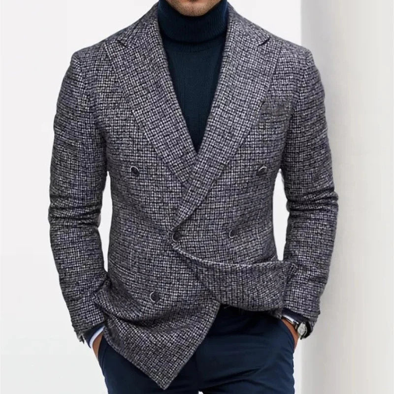 Men s Classic Plaid Print Fit Blazer Jacket with Notched Lapel and Two Button Closure for Fall Fashion Comfort