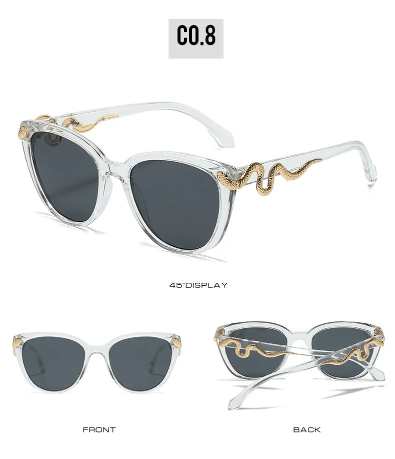 Metal Snake Trendy Street Shot Sun Glasses Brand Designer Ladies