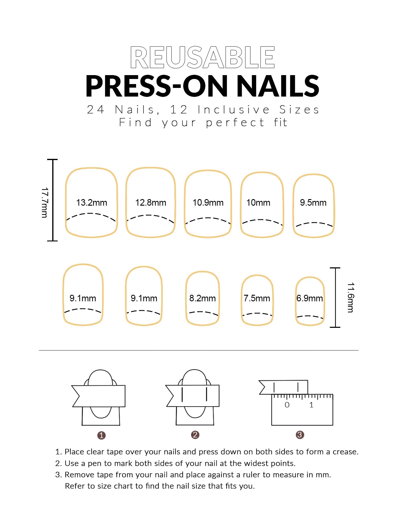 French Tips Press-on Nail Long Lasting Elegant Artificial Nail Manicure