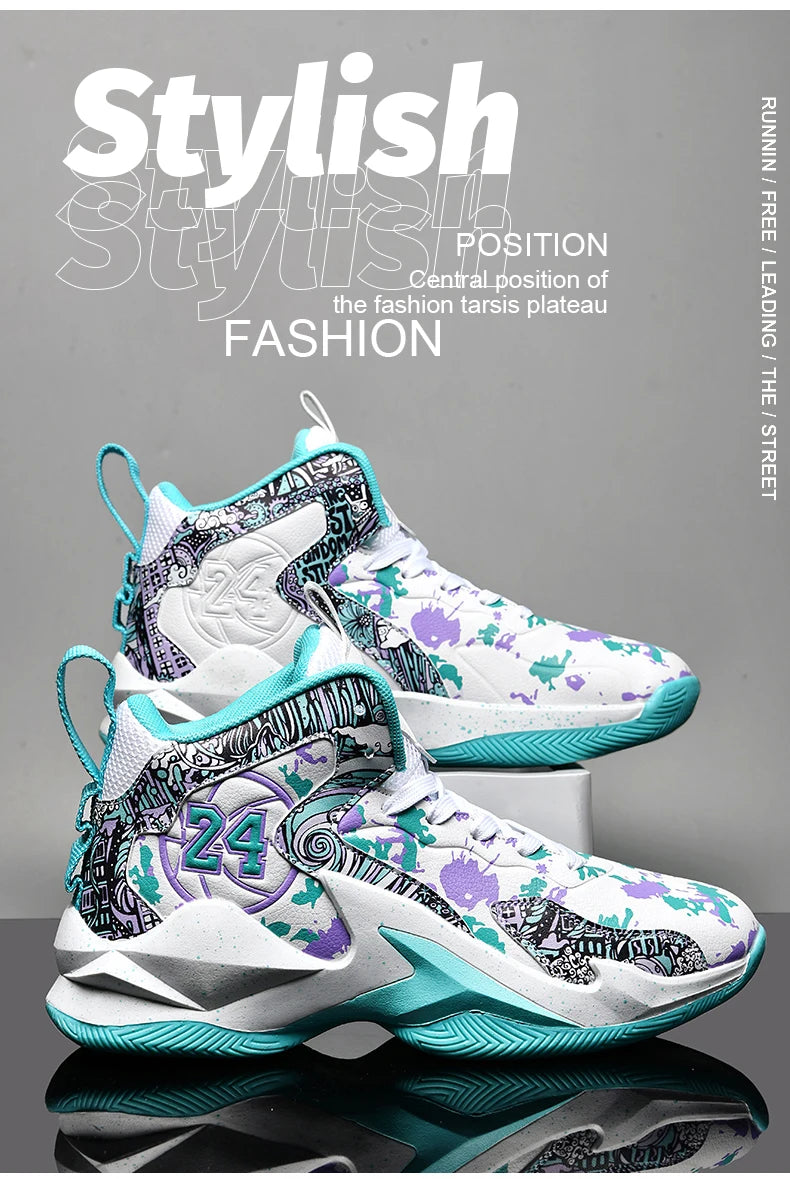 Men's Basketball Breathable Outdoor Shoes Fashion Graffiti Training Shoes