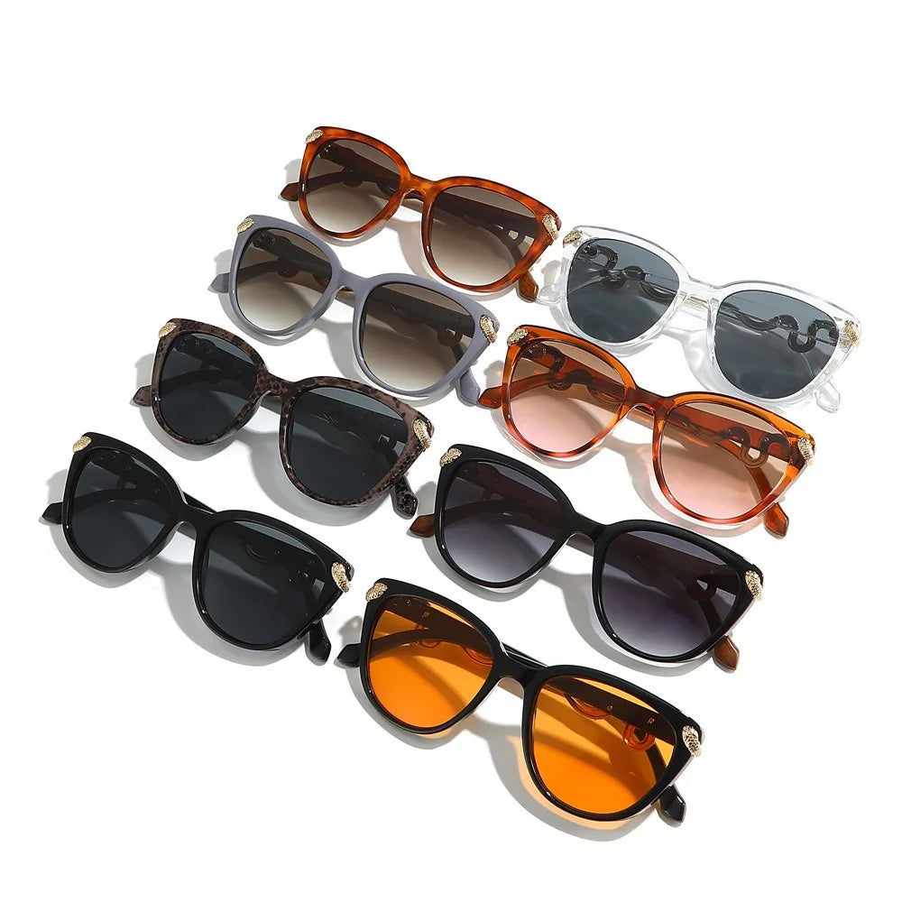 Metal Snake Trendy Street Shot Sun Glasses Brand Designer Ladies