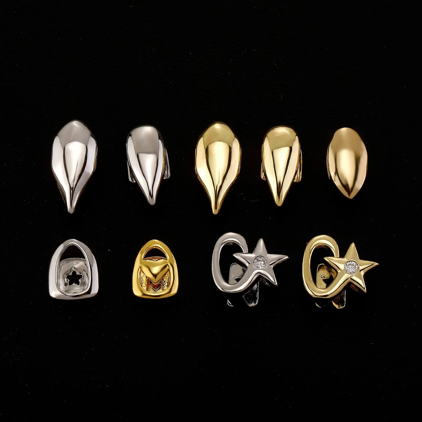 1PCS Hip Hop Single Teeth Grillz For Men Women Gold Silver Color Copper Grillz