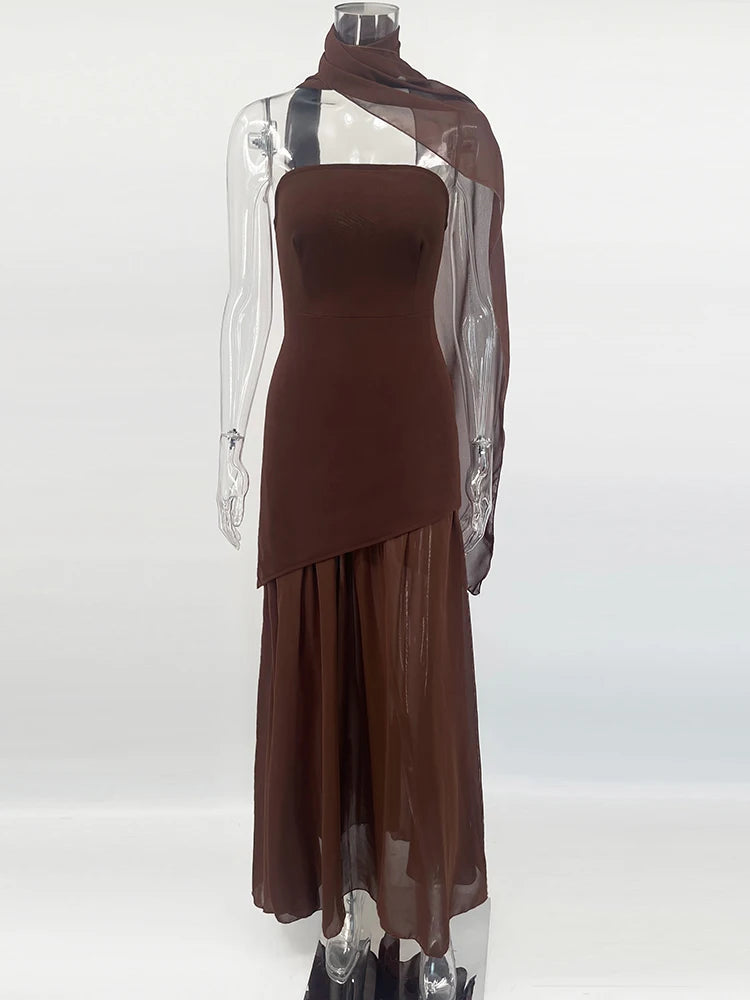 Strapless Dress With Ribbon Female Elegant Sleeveless Mesh Beach Vacation Long Dress Red / S Red / M Red / L Red / S-Red / M-Red / L-Blue / L-Yellow / S-Yellow / M-Yellow / L-Blue / S-Blue / M-Coffee / L-Coffee / M-Coffee / S-Wine Red / L-Wine Red / M-Wine Red / S-Black / L-Black / M-Black / S-White / L-White / M-White / S-