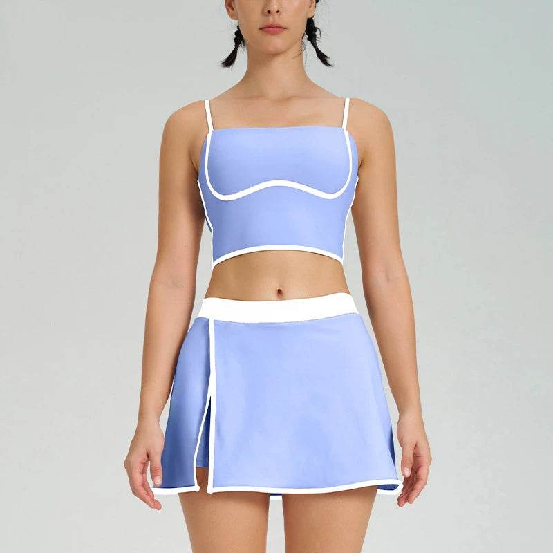 1/2PCS Yoga Set for Women Tennis Outfits Sports Bra Badminton Skirts Workout Sportswear Running Gym Wear Athletic Suits - Fashionqueene.com
