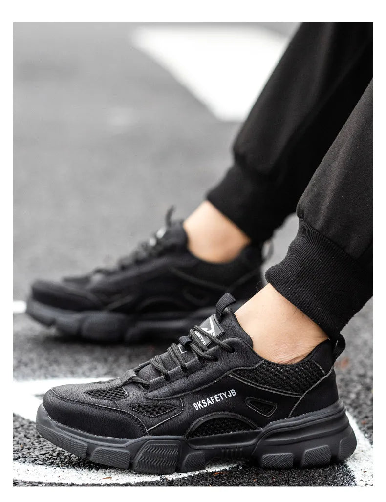 Work Shoes Hollow Breathable Steel Toe Boots Lightweight Safety Work Shoes Anti-slippery For Men Women Male Work Sneaker