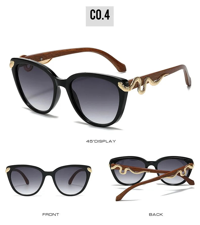 Metal Snake Trendy Street Shot Sun Glasses Brand Designer Ladies