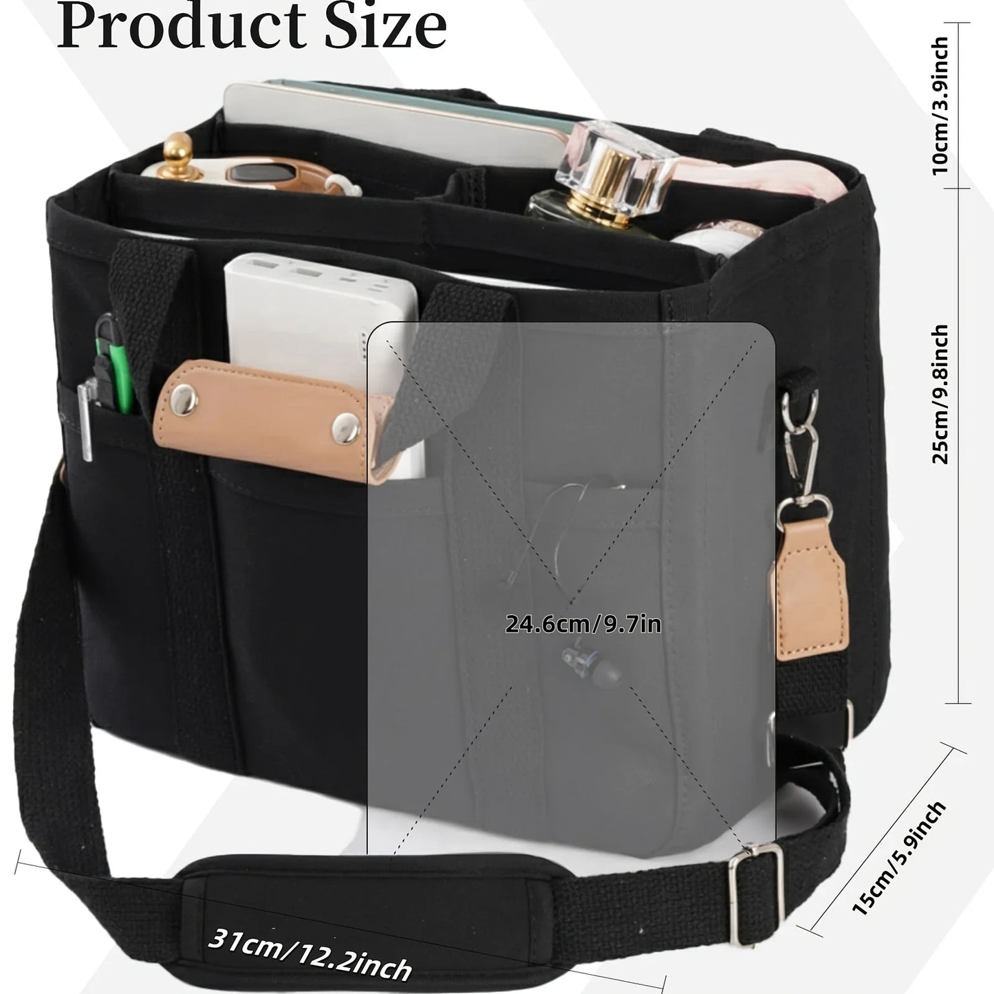 Women's Bag Canvas Large Capacity Multi Tote Handbag Layer Function Crossbody Bag