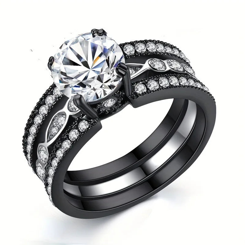 Fashionable Couple Ring, Inlaid with Cubic Zirconia for Men's and Women's Engagement Jewelry, Holiday Gift Giving Wedding