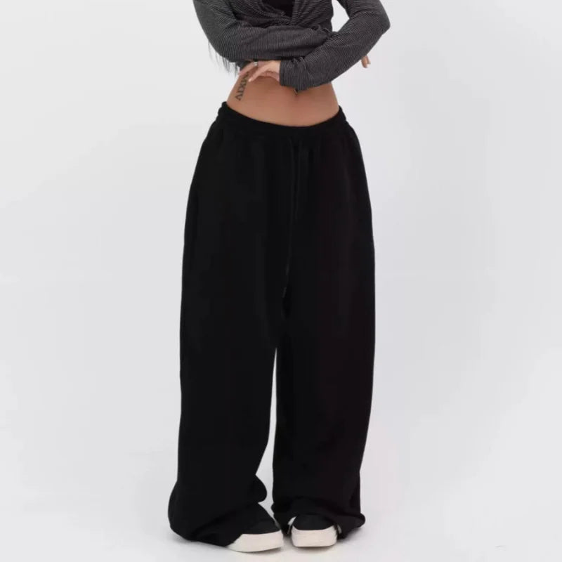 Y2K Baggy Pants Pocket Elastic Waist Oversized Wide Leg Pant Casual Streetwear