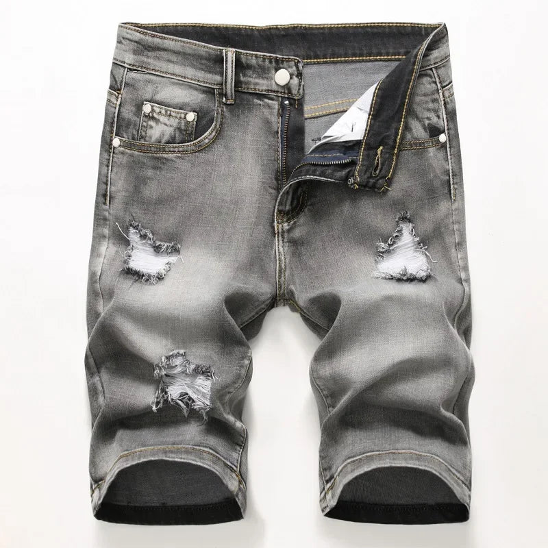 Men's Jeans Trend Denim Shorts Stretch Slim Hip Hop Classic