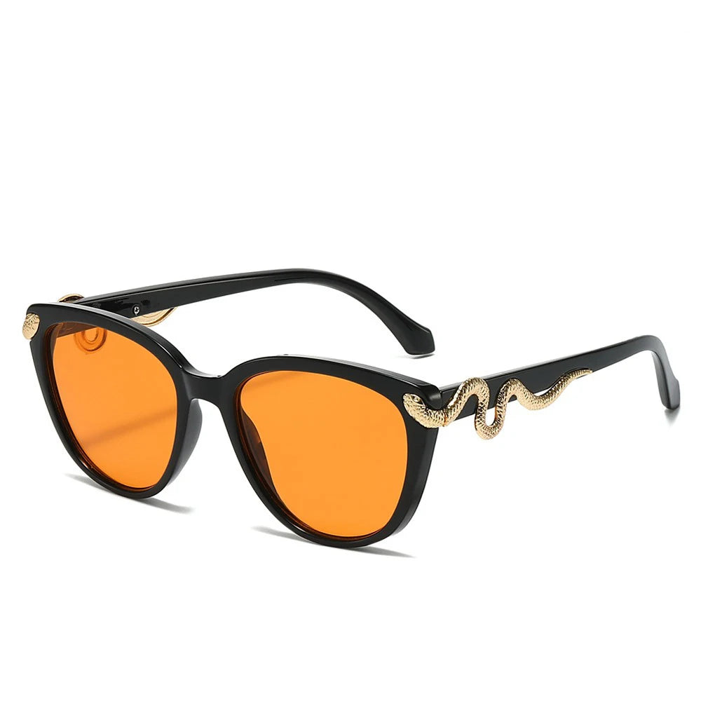 Metal Snake Trendy Street Shot Sun Glasses Brand Designer Ladies
