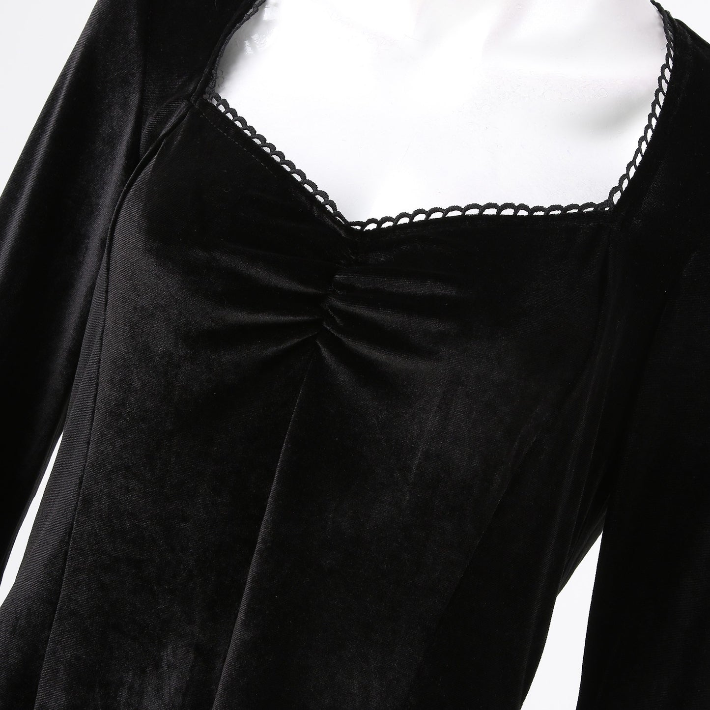 Black Velvet Gothic Dress Grunge Lace Trim Mini Emo Punk