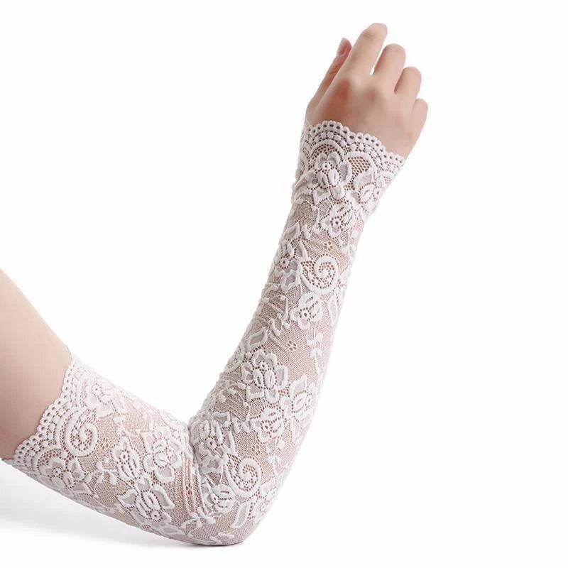 1Pair Lace Flowers Arm Sleeve Gloves Elegant Long Fingerless - Fashionqueene.com