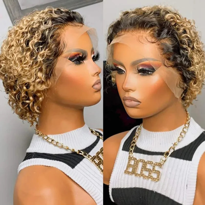 Pixie Cut Wig Human Hair 13x1 Lace Frontal Wigs Human Hair Short Bob Human