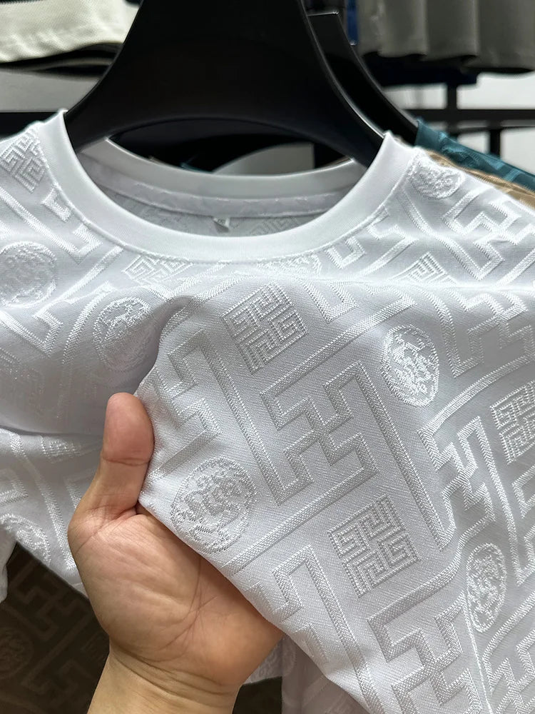 Silk Breathable Short Sleeve Men O-neck Top Cool Comfortable T-shirt