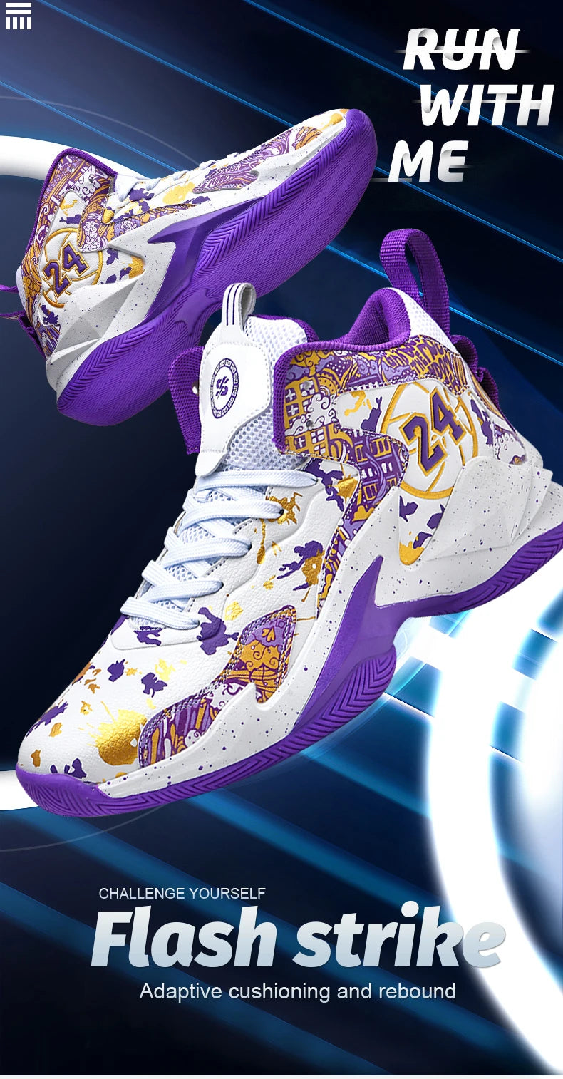Men's Basketball Breathable Outdoor Shoes Fashion Graffiti Training Shoes