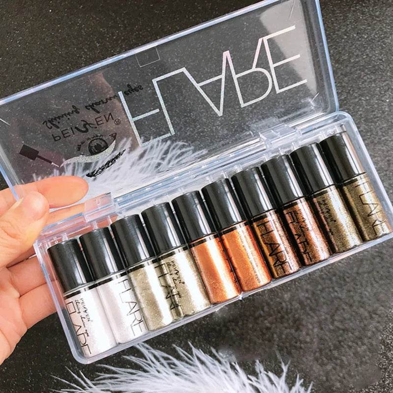1Pcs Professional Shiny Liquid Eye shadow Eyeliner Pigment Silver Rose Gold Color Glitter - Fashionqueene.com