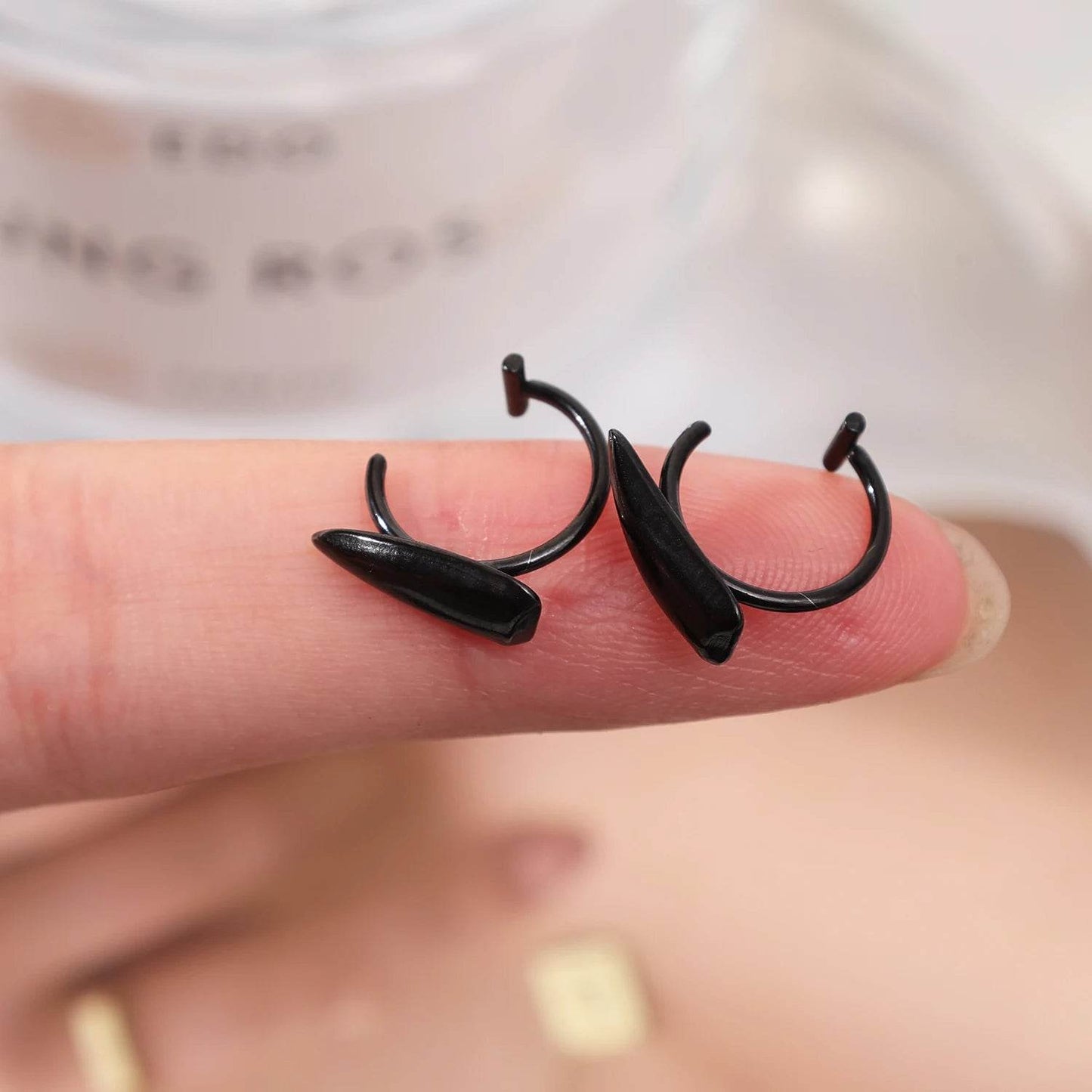 1pair Stainless Steel Sharp Teeth Fake Piercing Lip Ring Punk Exaggerated Jewelry for Women Gothic - Fashionqueene.com