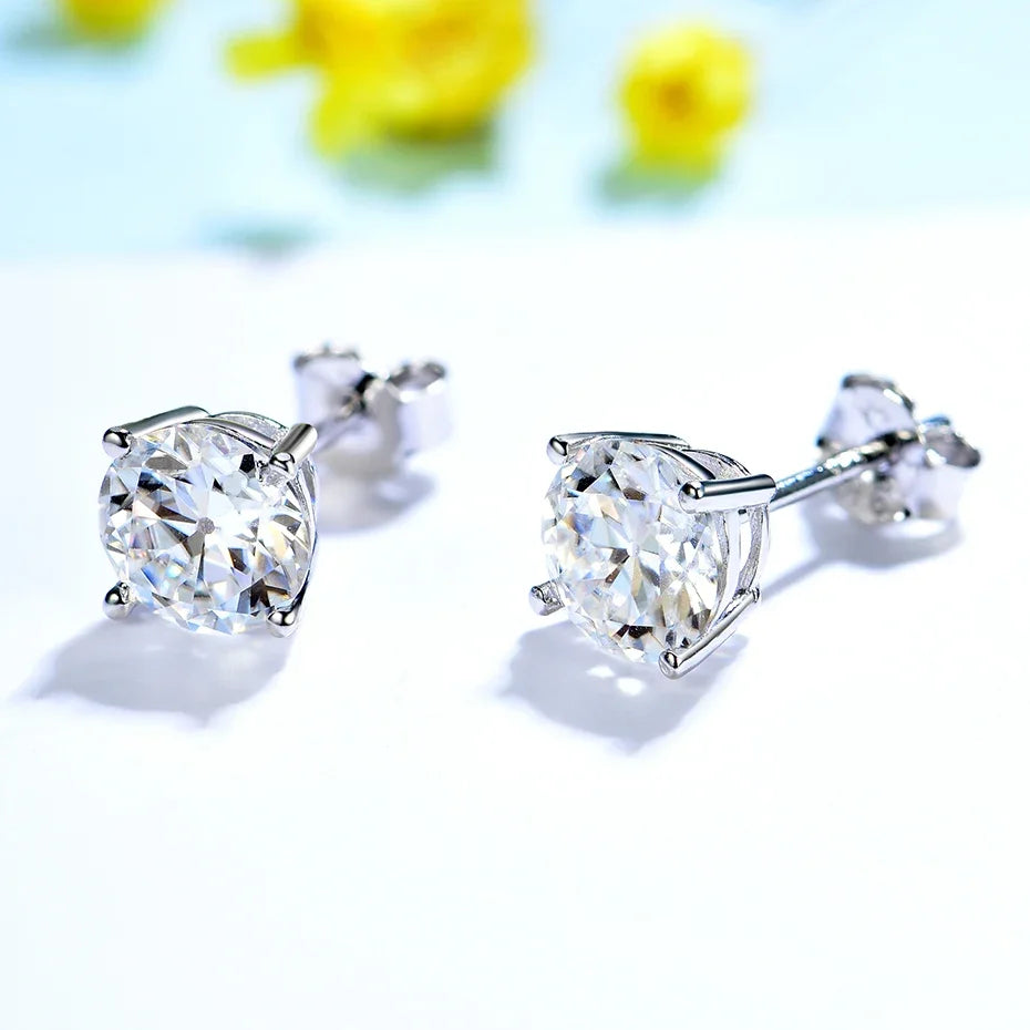 Kuololit GRA14K 10K OEC Moissanite White Gold Stud Earrings for Women Solid Yellow Gold Rose Gold D Color Solitaire Fine Jewelry