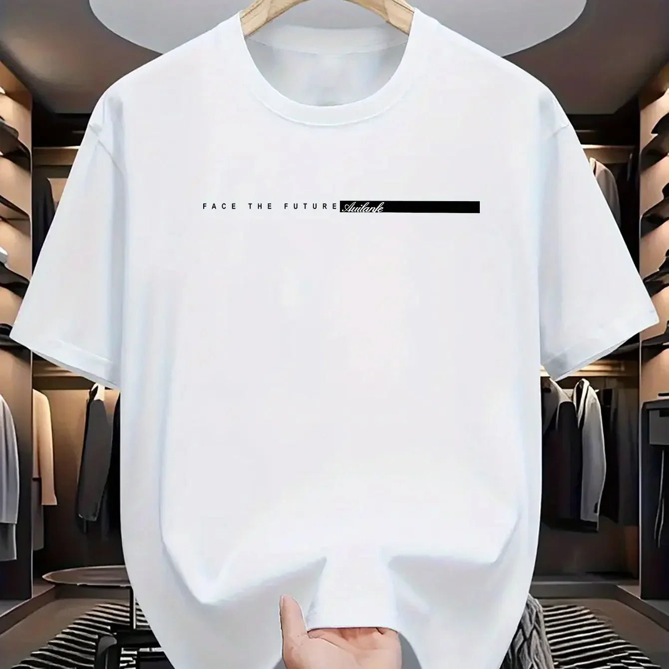 Men's Casual T-shirt, Round Neck Short Sleeves Letter Print Unisex Short Sleeves