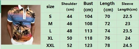 Men's 3D Flag Pattern Printed Short Sleeve POLO Shirt Zipper Men's T-Shirt