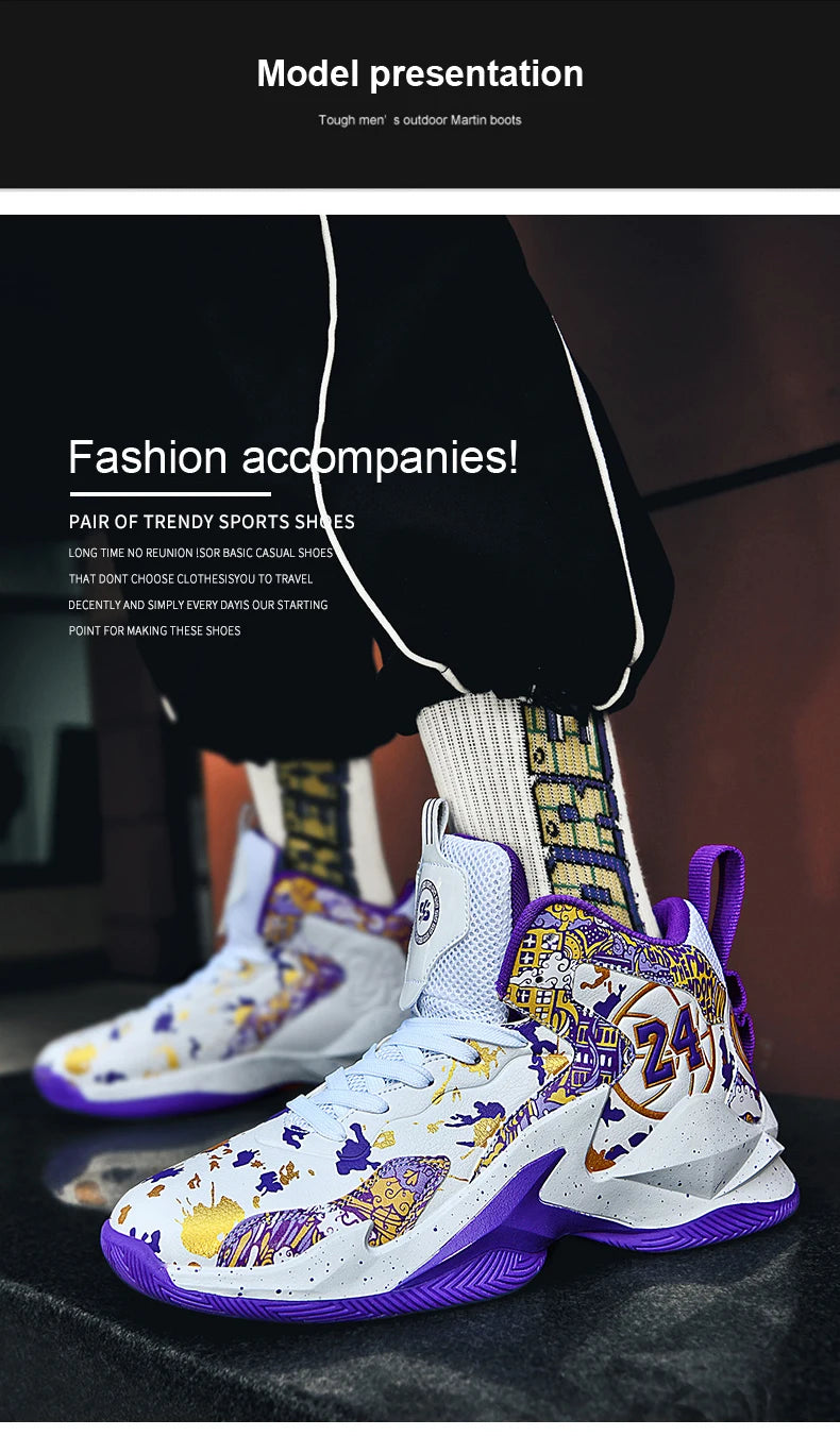 Men's Basketball Breathable Outdoor Shoes Fashion Graffiti Training Shoes