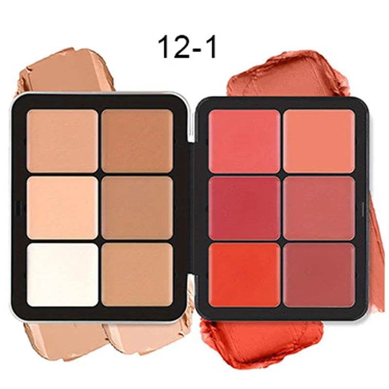 12-color Concealer Blush Cream Matte Highlight Contour Makeup All-in-one Palette Contouring - Fashionqueene.com