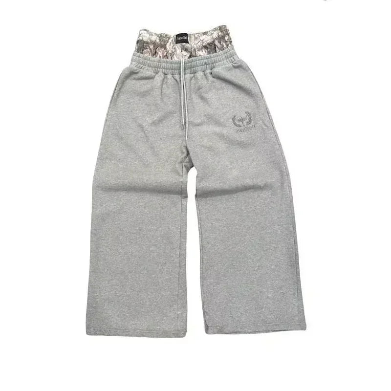 Double waist Pants New Hip Hop Men Women Jogger Drawstring Sweatpants Loose Cargo Trousers