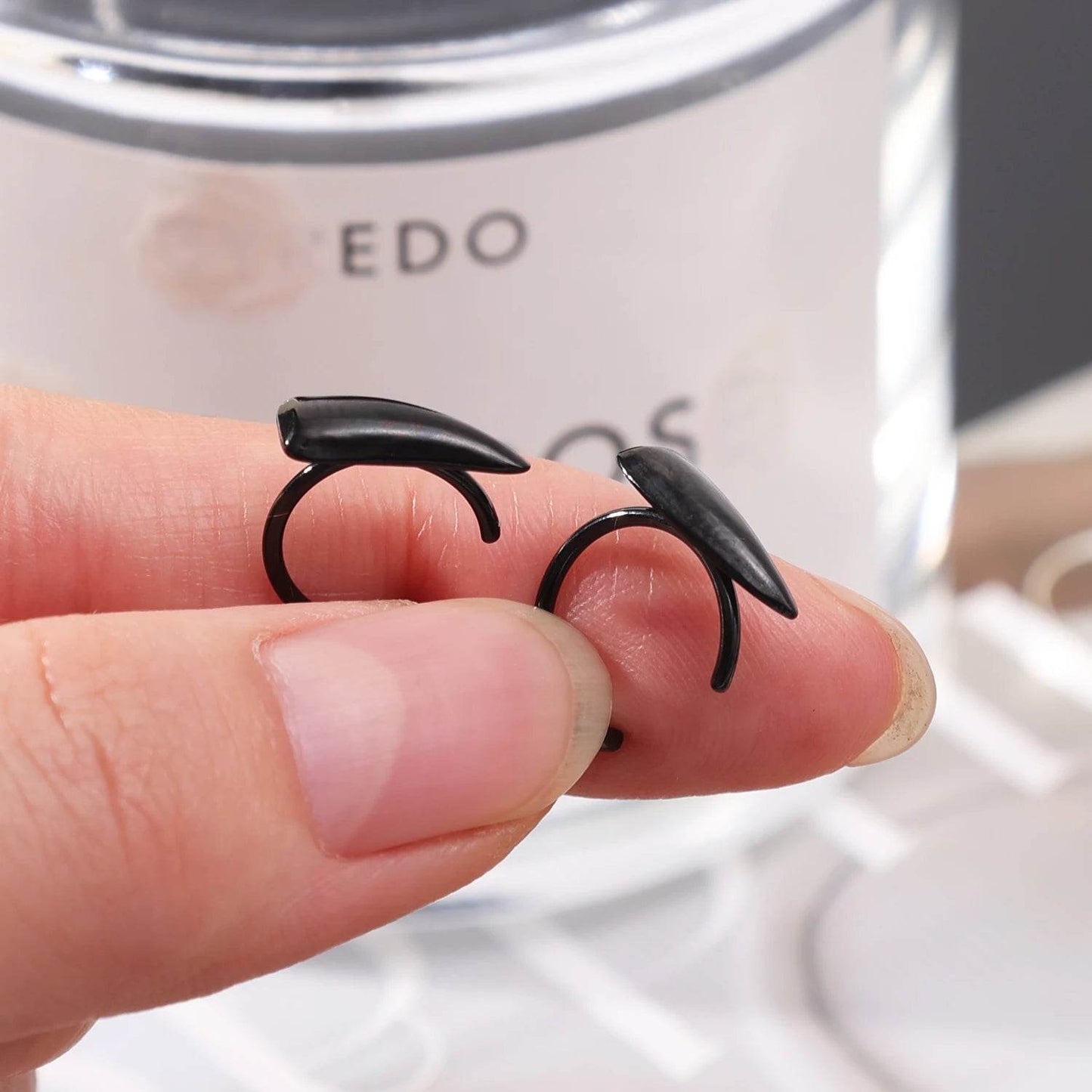 1pair Stainless Steel Sharp Teeth Fake Piercing Lip Ring Punk Exaggerated Jewelry for Women Gothic - Fashionqueene.com