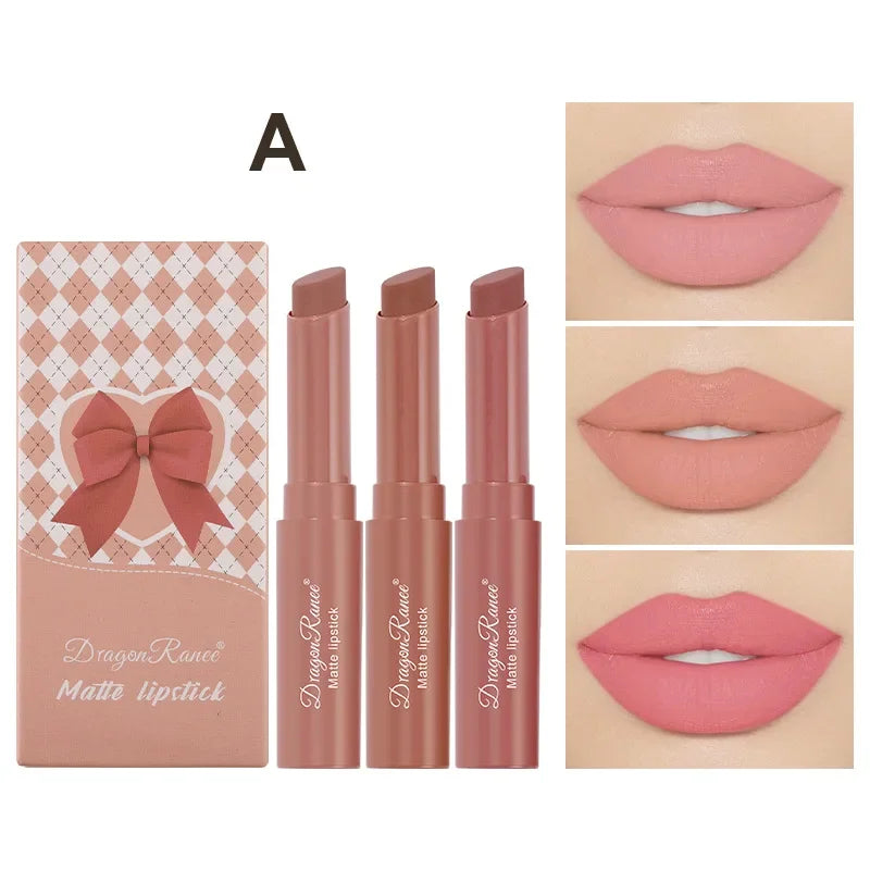 1/3pcs Nude Lipstick Crayon Long Lasting Matte Lipstick Pencil 24 Hours Waterproof Set Lip Moisturizer Colouring Lip Tint Stick