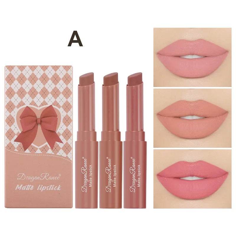 1/3pcs Nude Lipstick Crayon Long Lasting Matte Lipstick Pencil 24 Hours Waterproof Set Lip Moisturizer Colouring Lip Tint Stick - Fashionqueene.com