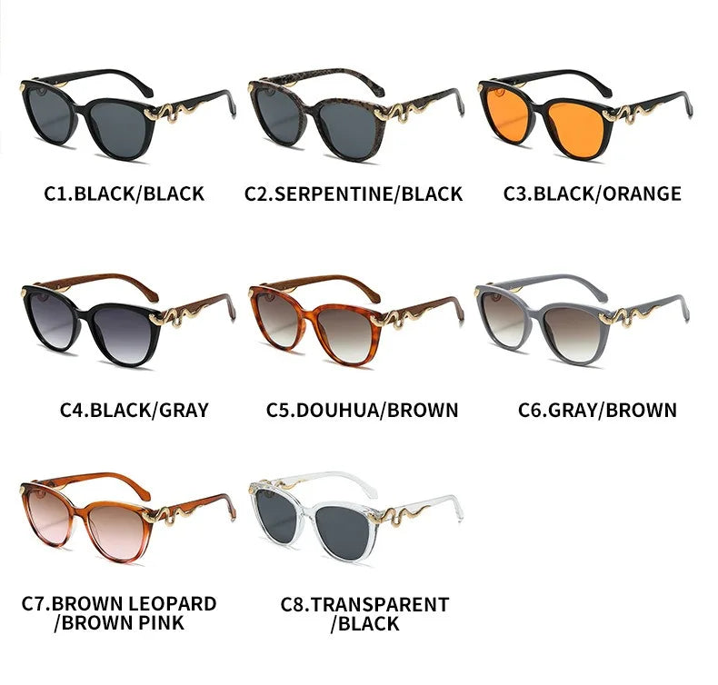 Metal Snake Trendy Street Shot Sun Glasses Brand Designer Ladies