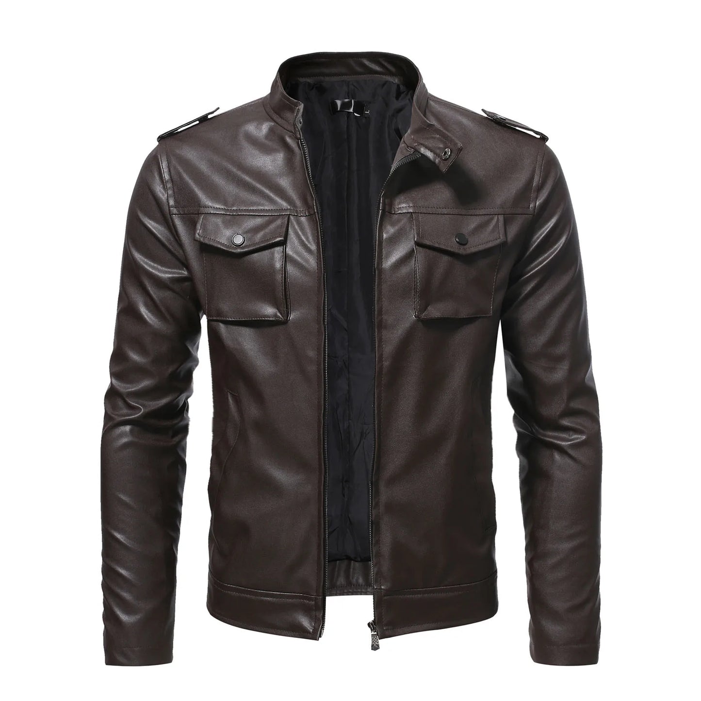 Jackets For Teens Coat Pocket Stand Faux Leather Men's Fashion