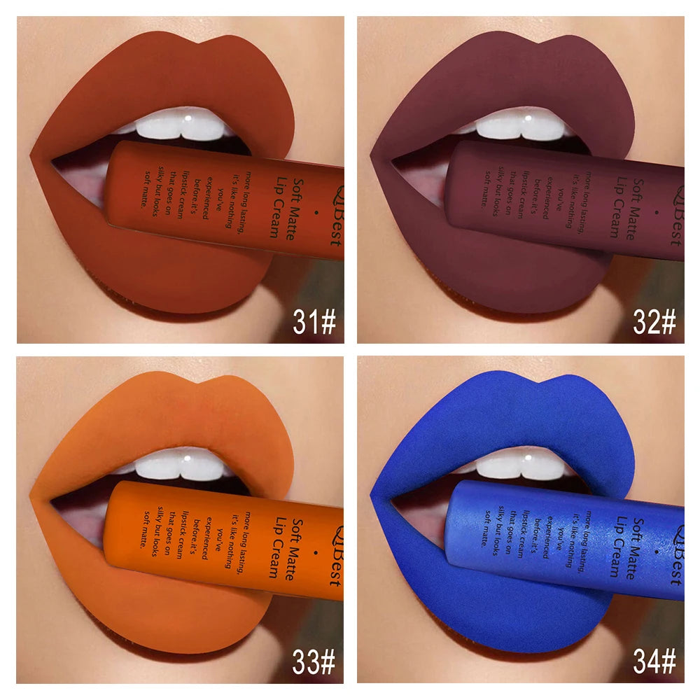 Hot Velvet Matte Nude Lip Gloss Sexy Long Lasting Non-stick Cup Nude Red Liquid Lipstick Waterproof 1 3