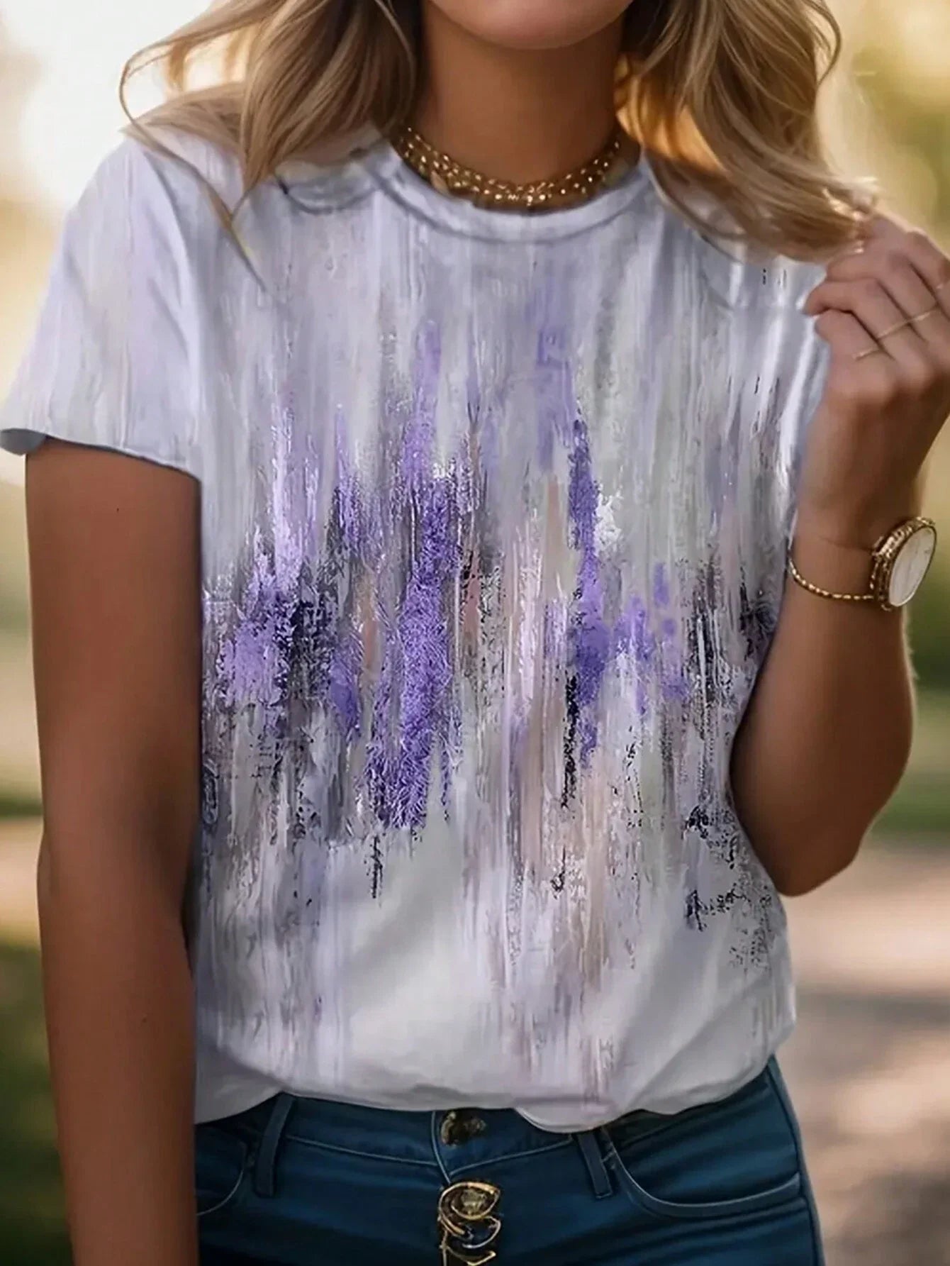 Printed Regular Fit Women's Casual Short Sleeve T-Shirt