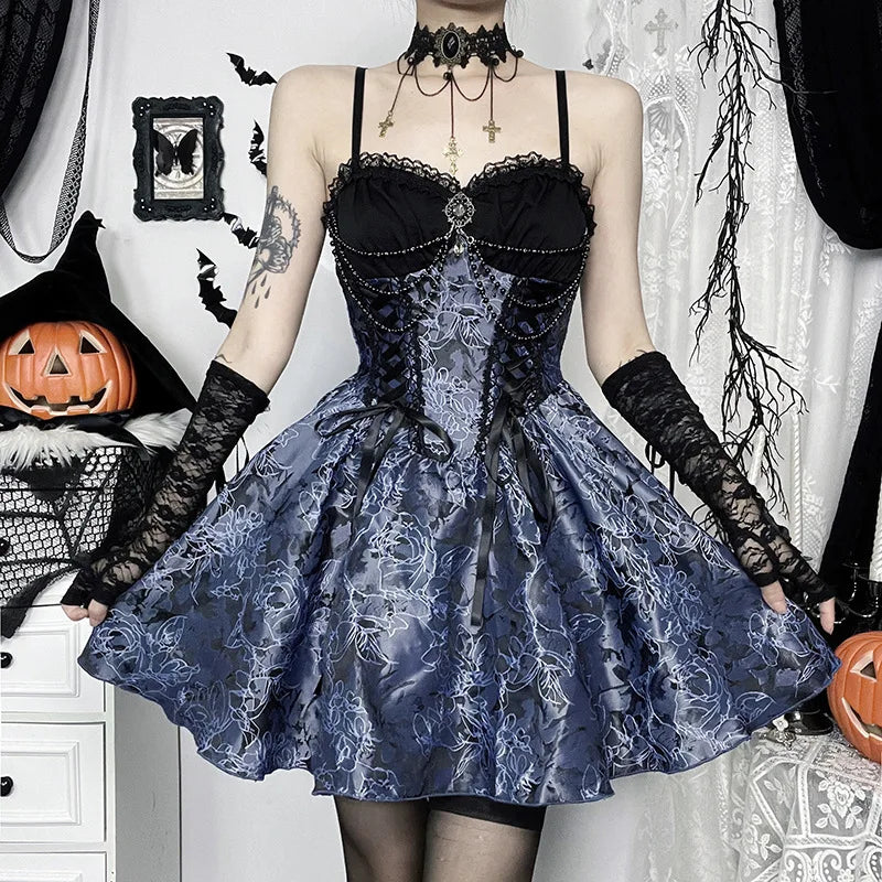 Vintage Gothic Smock Women Elegant Cute Lace Patchwork Puff Sleeve Crop Tops Aesthetic Fairy
