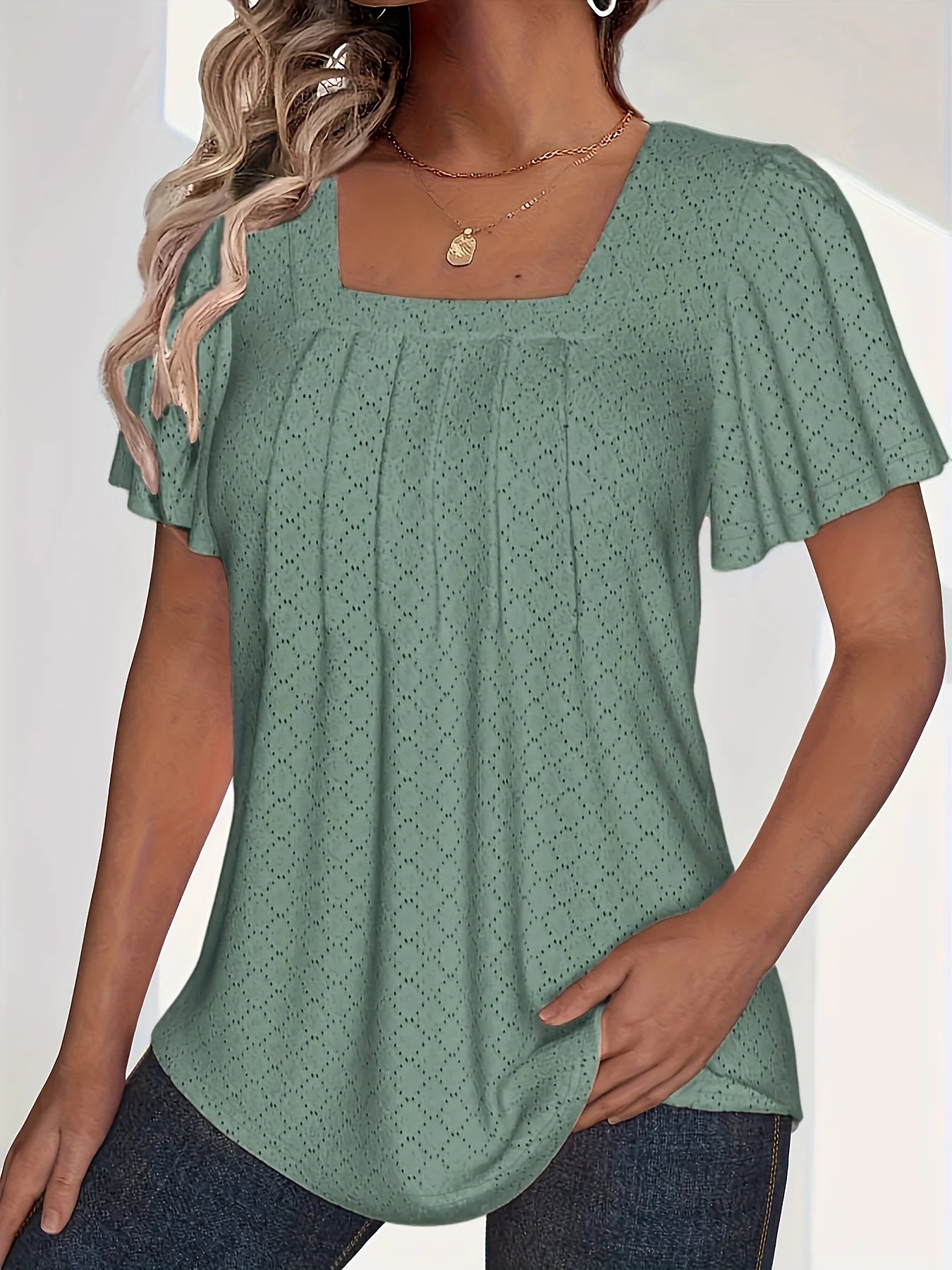 Plus size spring and summer fashionable and elegant hollow tops for women