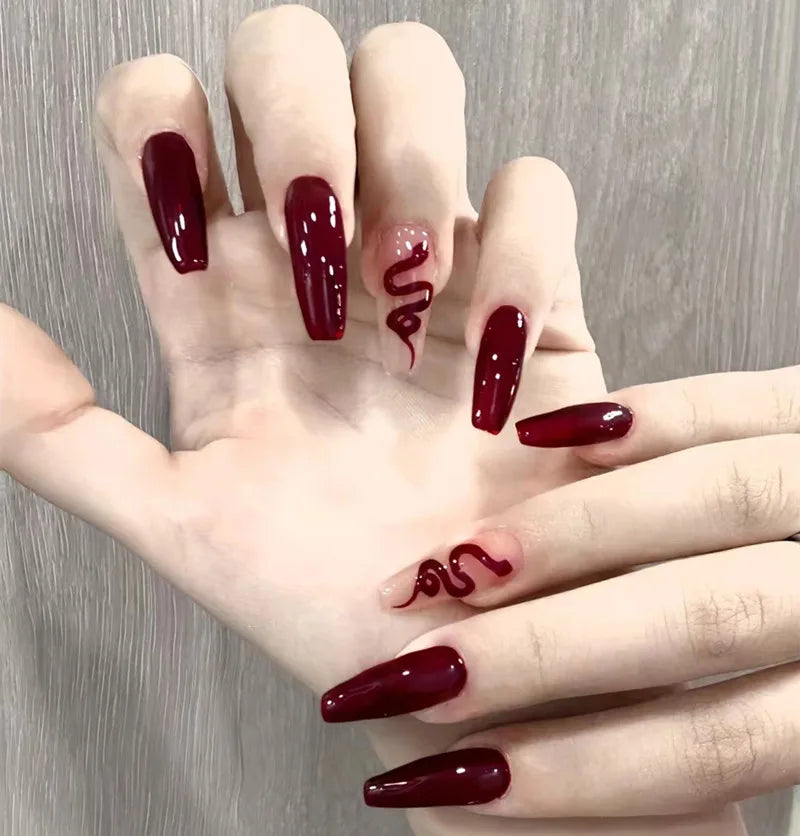 24pcs Gradient Fake Nails French Ballerina Nail Medium Coffin Press on Nails Tips AA6 AA5