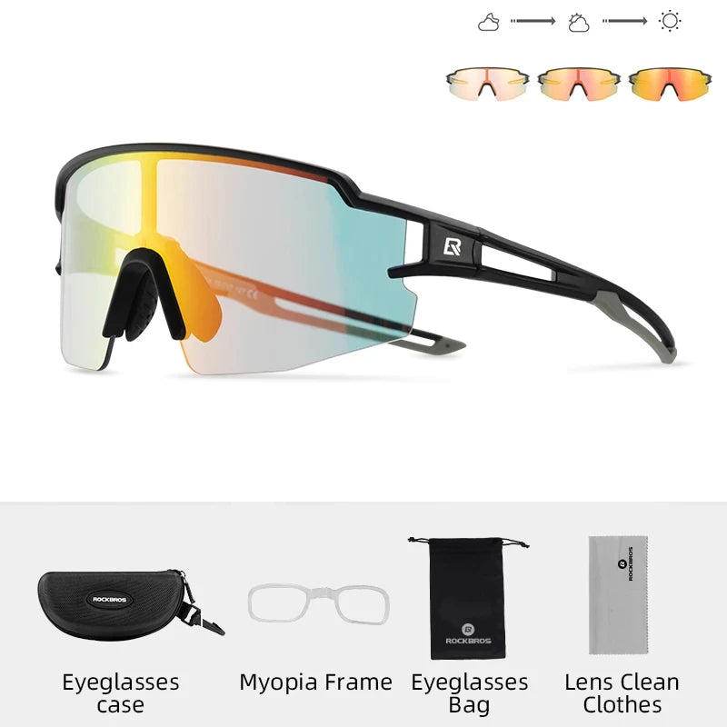 Photochromic Polarized Lens Bike Glasses UV400 Protection Eyewear Sunglasses MTB Road Bicycle Goggles
