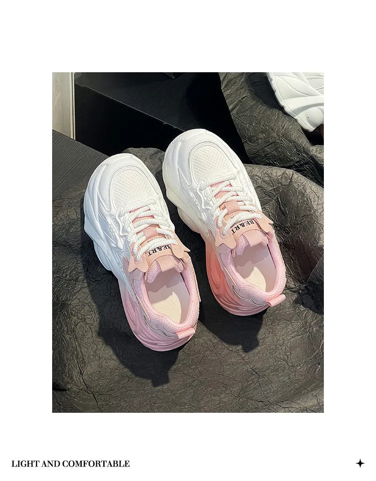 Air Mesh Genuine Leather Vulcanize High Brand Comfy Chunky Sneaker Loafer Platform Women Shoes