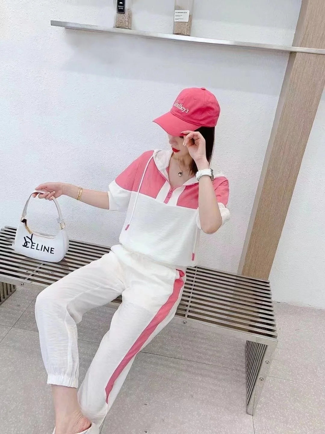 Women's Fashion Tracksuit Casual Suit Short Sleeve Hooded Top Pants Two Piece Set For Women