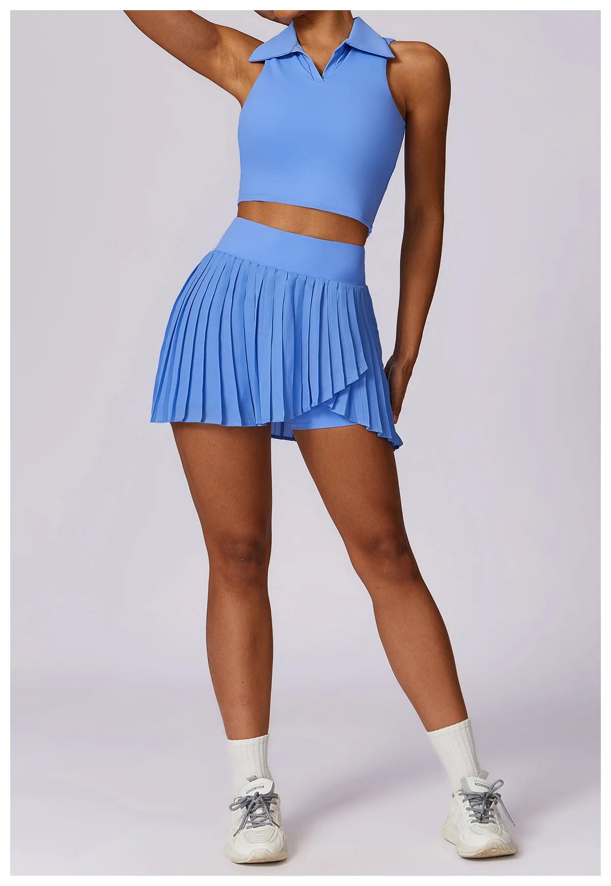 2 Pieces Sports Set for Women Yoga Suit Sportswear Fitness Top Sports Short Skirt Gym Push Up Workout