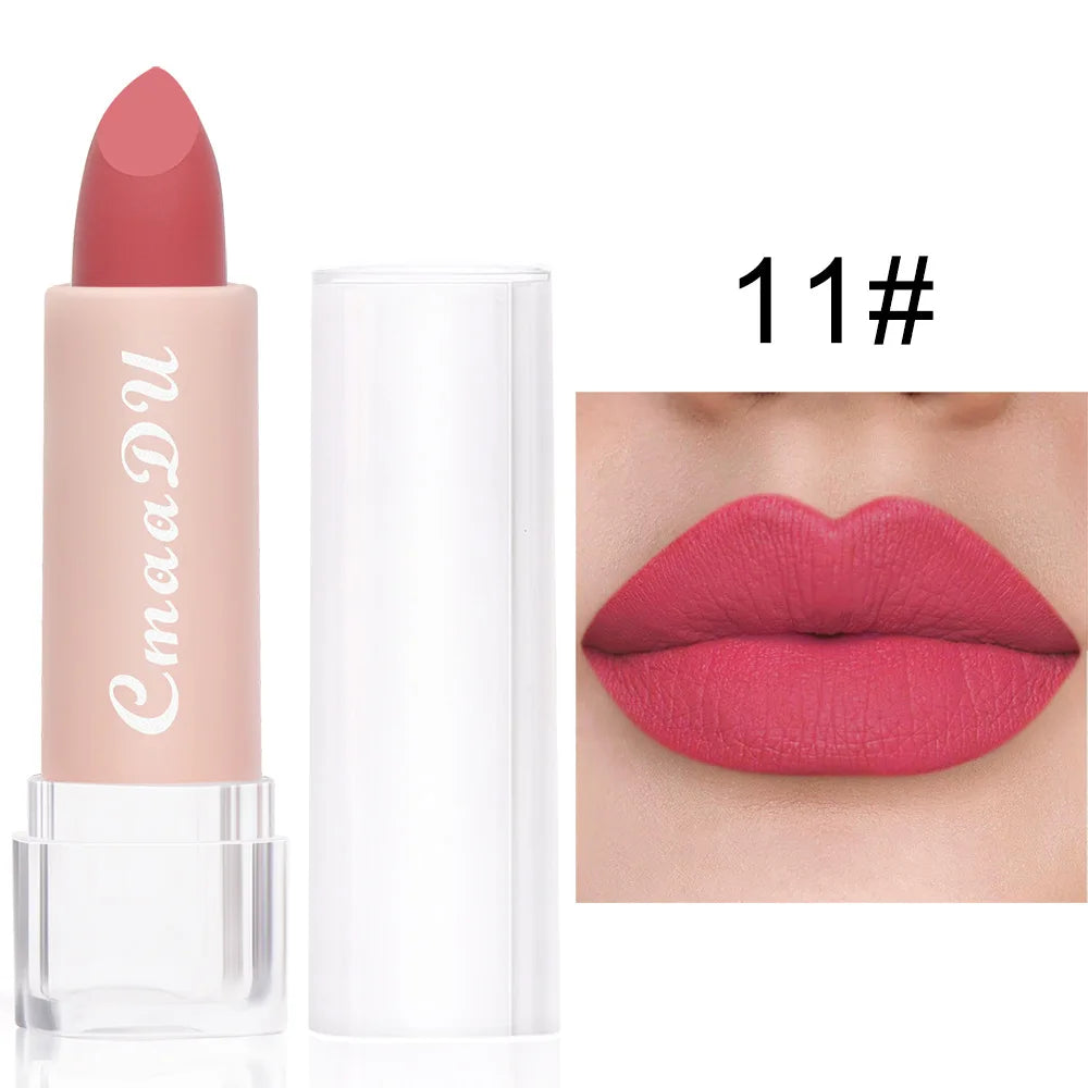 1PC Matte Nude Lipstick Waterproof Long Lasting Non-stick Red Pink Velvet Lipsticks Women Makeup Cosmetic 15 Colors 13 14